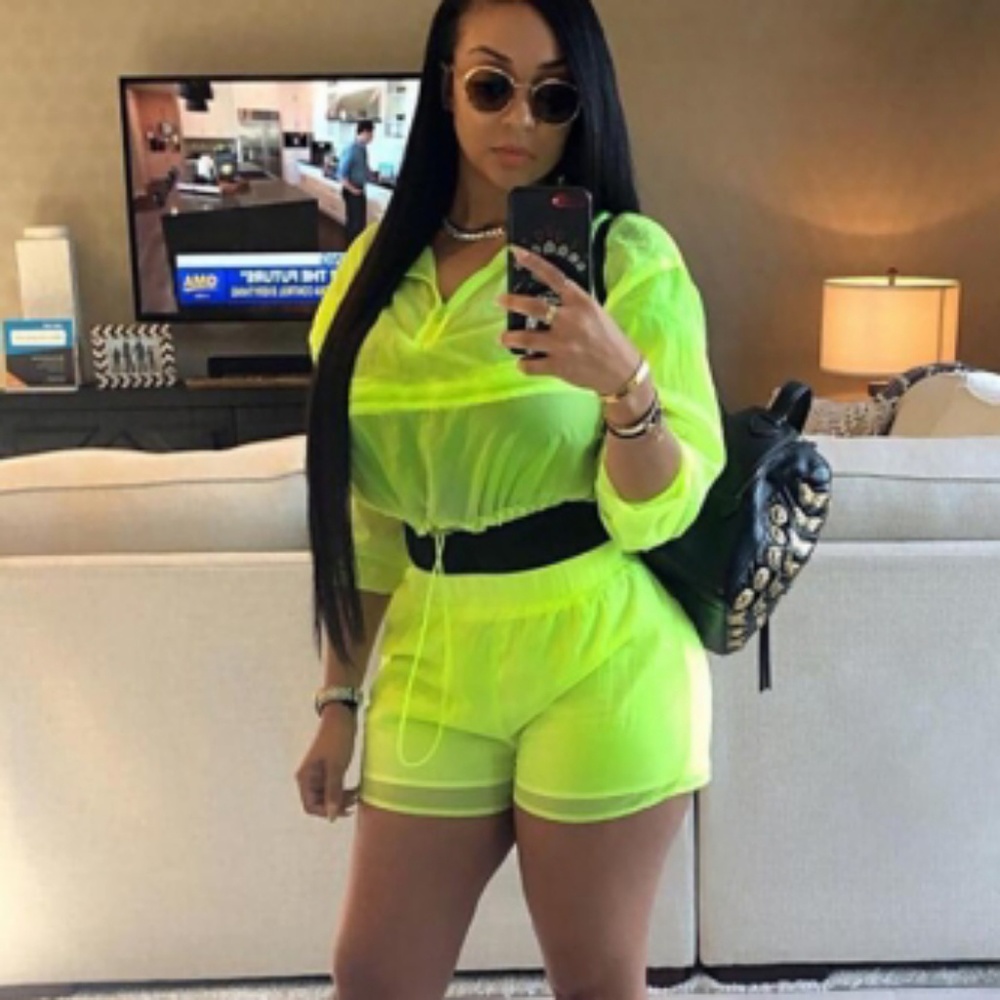 Women Fluorescent Polyester Two-Piece S